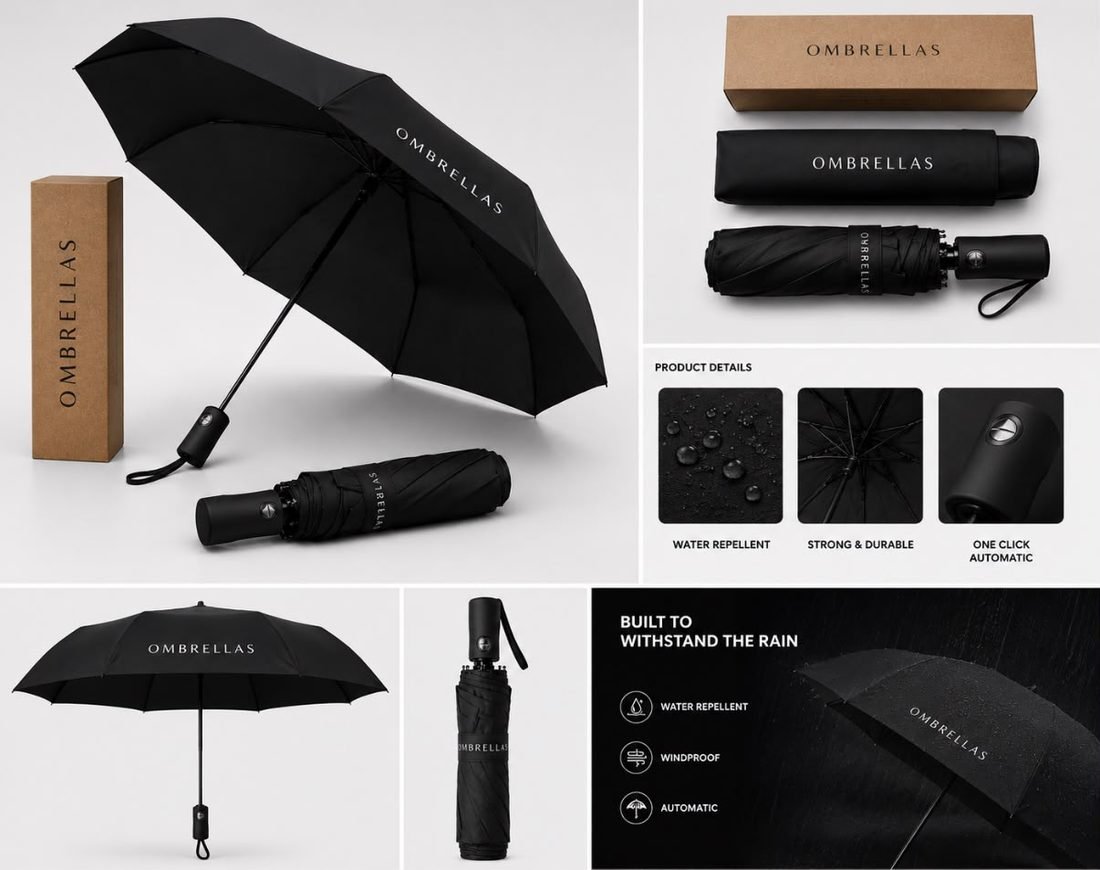 OMBRELLAS product details: water repellent canopy, strong frame, one-click automatic handle