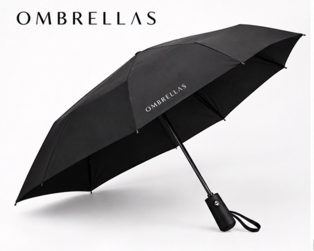 OMBRELLAS automatic folding umbrella in black