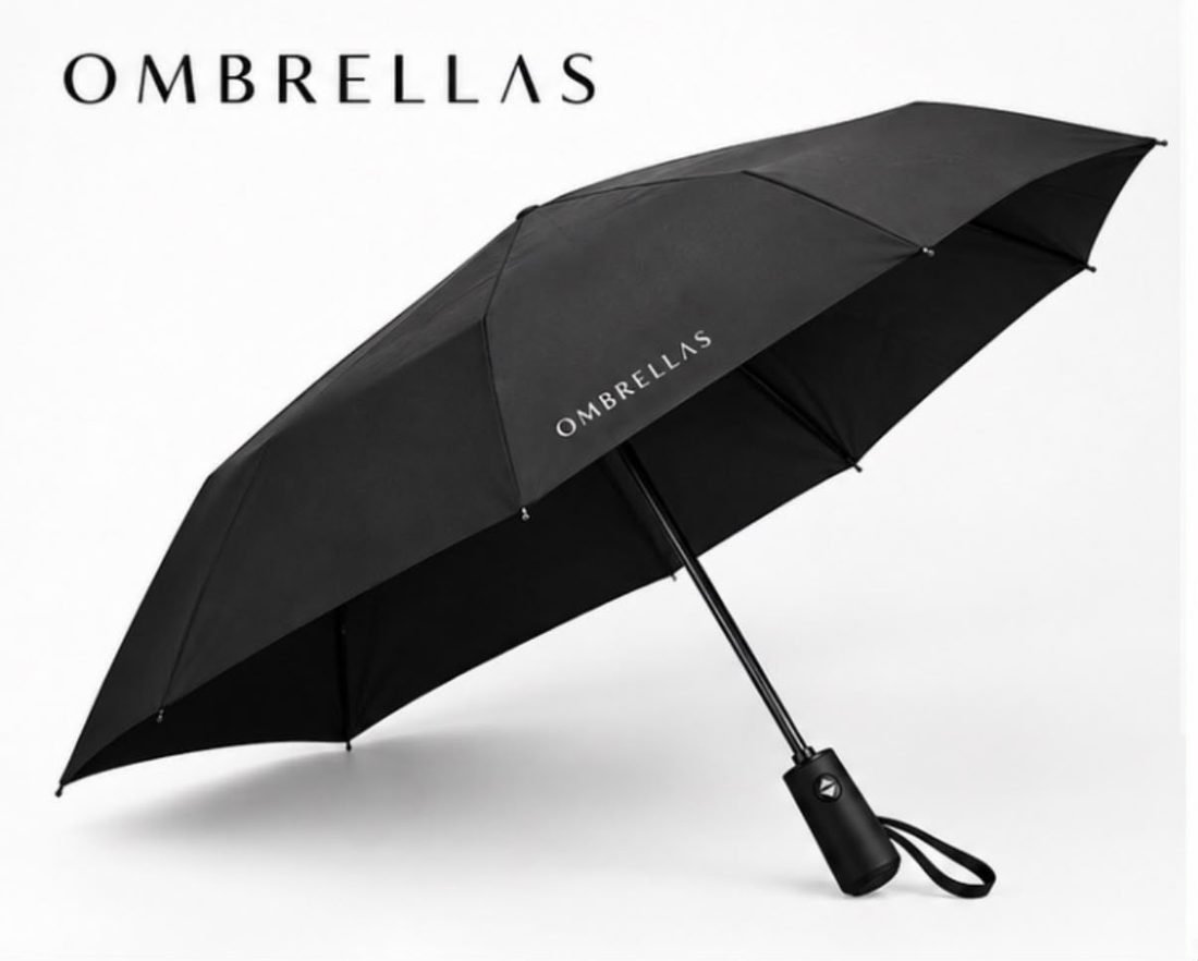 OMBRELLAS automatic umbrella open, showing the ten-rib canopy